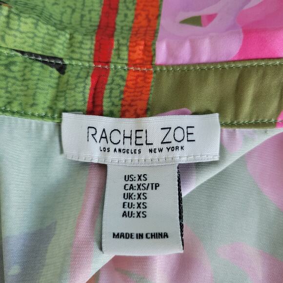 Rachel Zoe Tropical Birds & Leaves Print Satin Beach Vacation Top Size XS - Picture 12 of 16